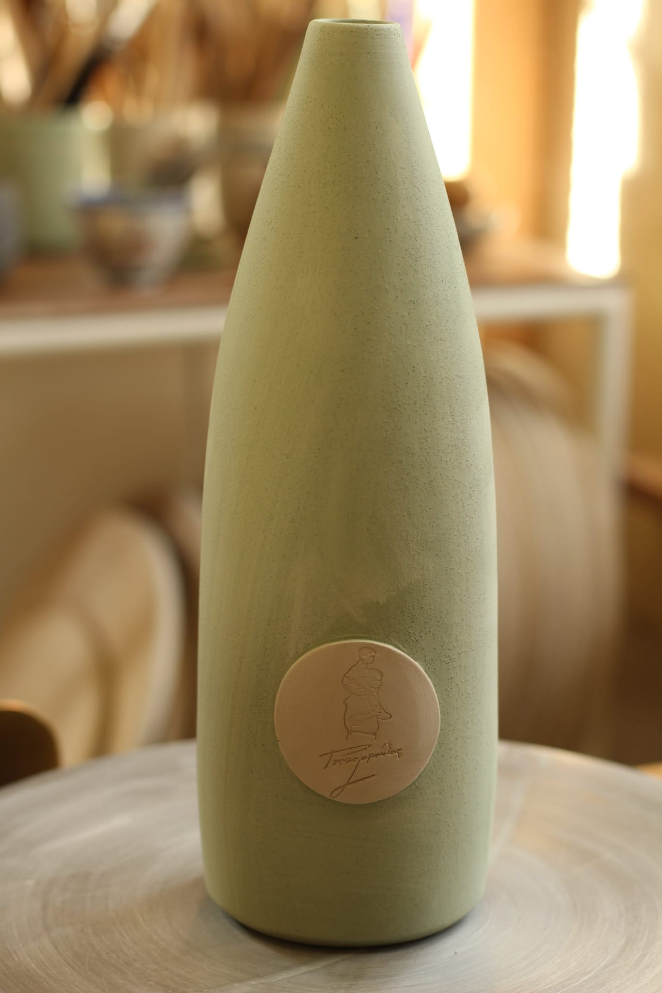 Handgefertigte Keramik Flasche - panagopoulos olivenöl