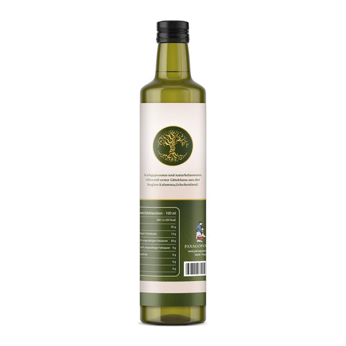 Huile d'olive extra vierge, bouteille de 0,75 l - Première qualité, pressée à froid